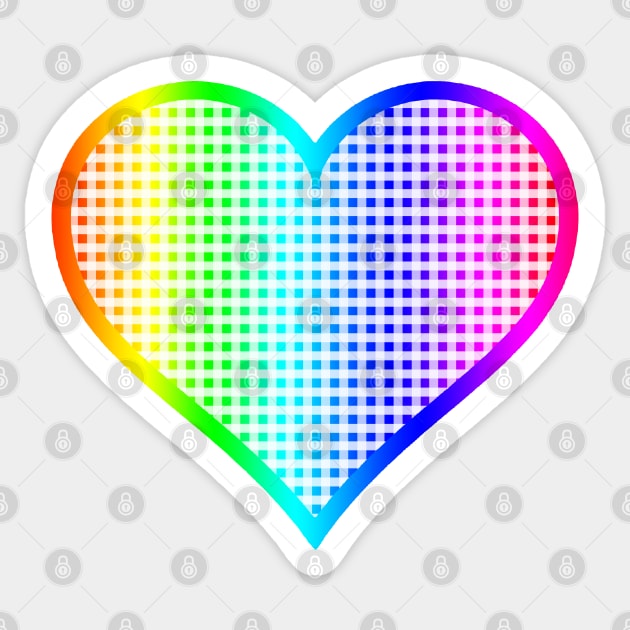 Rainbow Gingham Heart Sticker by bumblefuzzies